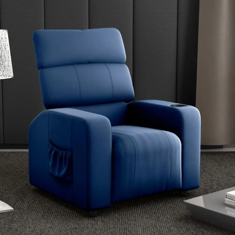 Poltrona Reclinável Hull Veludo Azul CasaH
