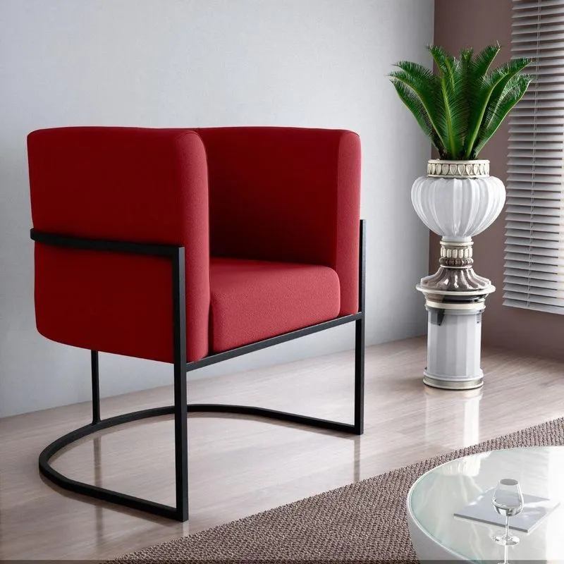Poltrona Decorativa Para Sala Itália Veludo Vinho