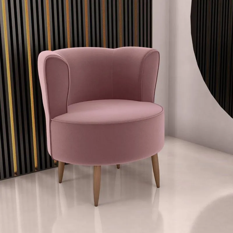 Poltrona Decorativa Para Sala Amapá Veludo Rose