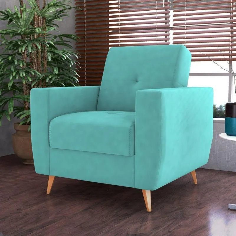 Poltrona Para Descanso Lima Veludo Verde Menta