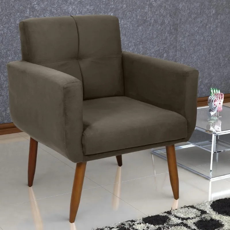 Poltrona Decorativa Itaqui Suede Cappuccino Casa H
