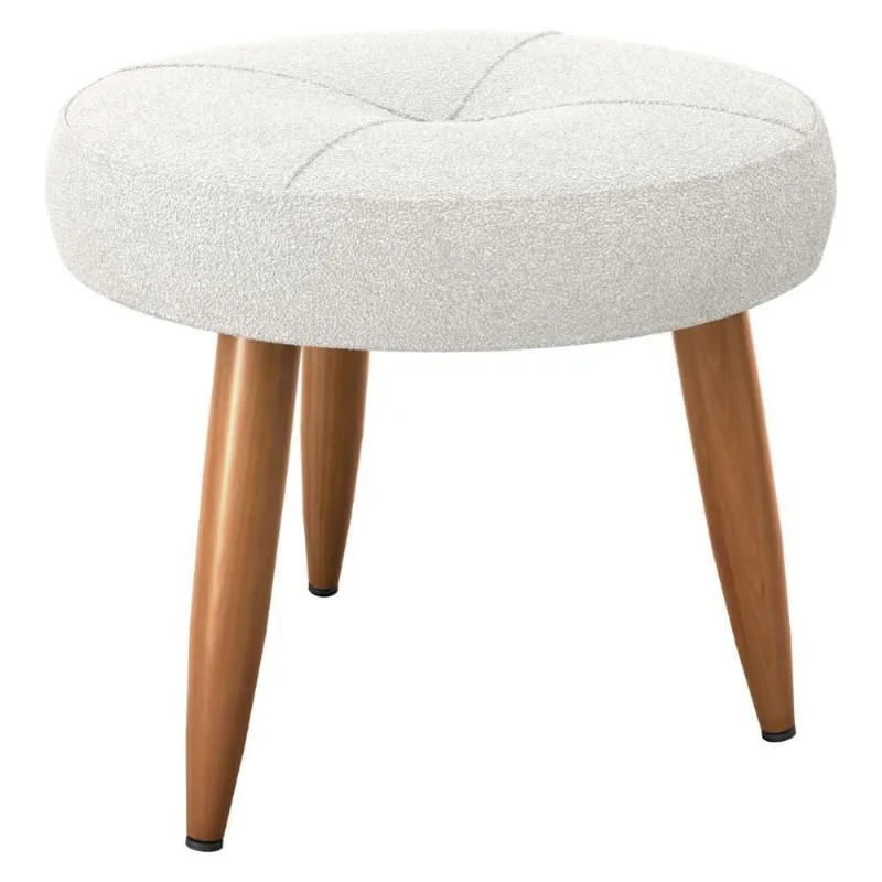 Puff Redondo Para Sala Miami Boucle Natural