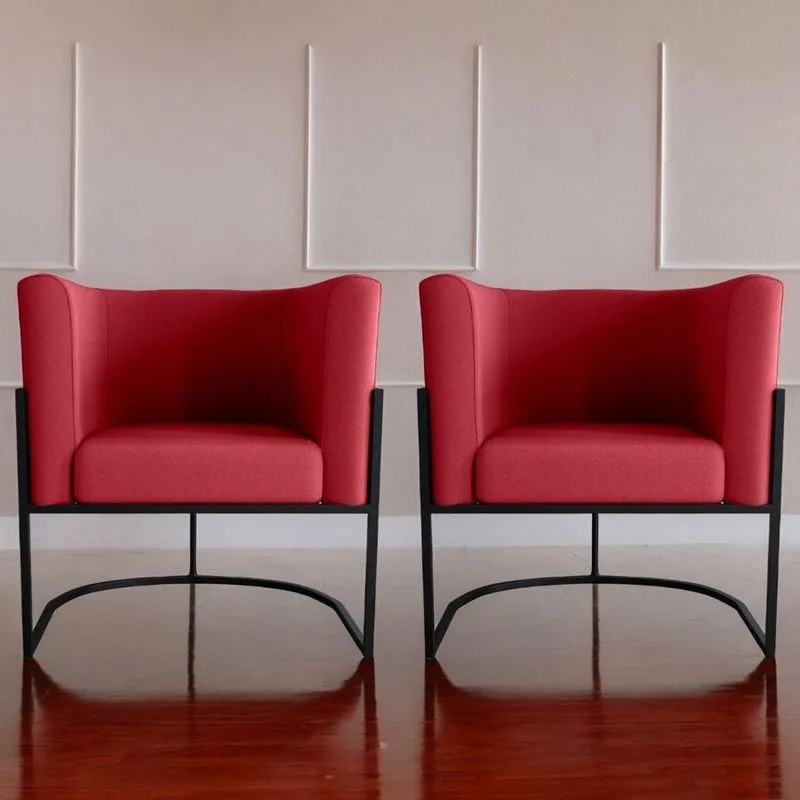 Conjunto De Poltronas Decorativas Craig Veludo Vinho