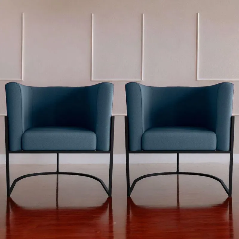 Conjunto De Poltronas Decorativas Craig Veludo Azul