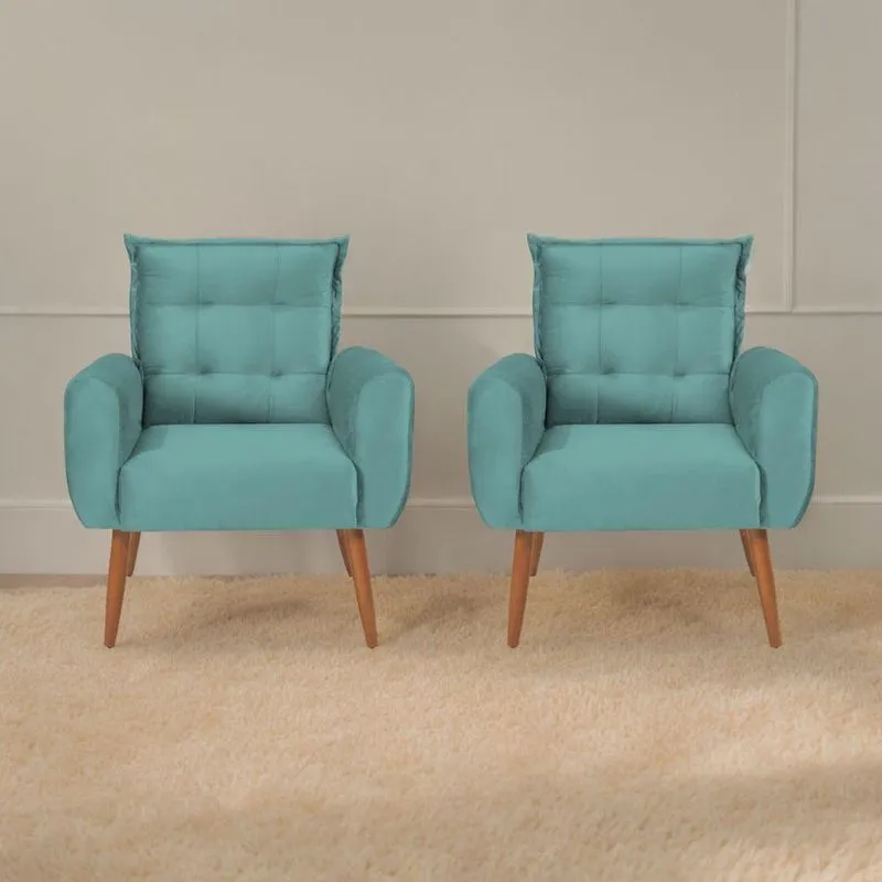 Jogo De Poltronas Decorativas Park Veludo Verde Menta
