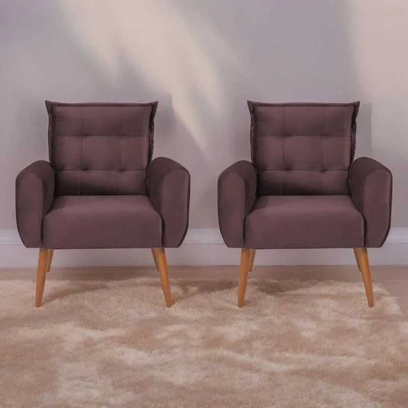 Jogo De Poltronas Decorativas Park Veludo Rose