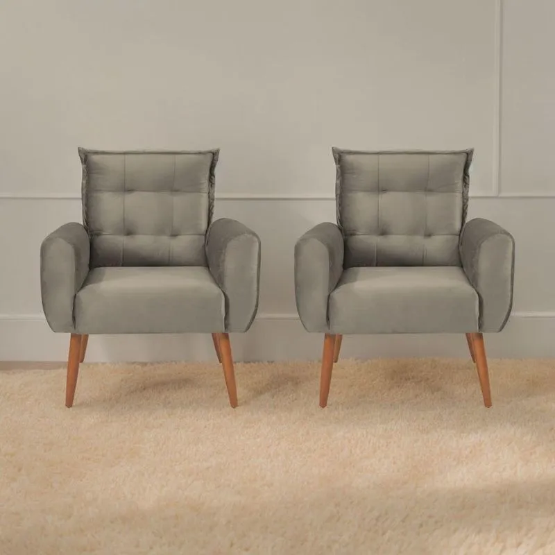 Jogo De Poltronas Decorativas Park Veludo Cappuccino