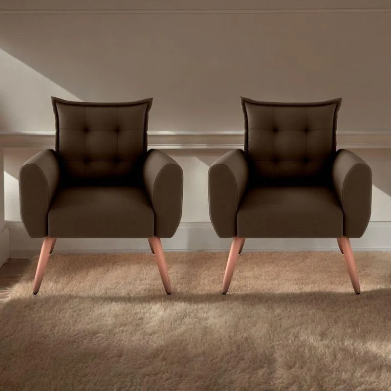 Jogo De Poltronas Decorativas Park Suede Marrom