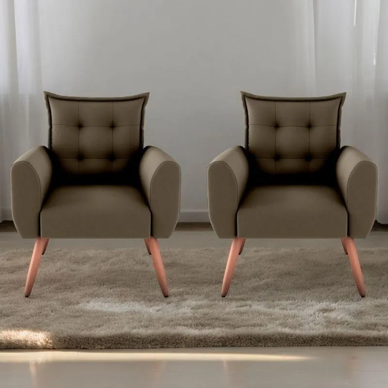 Jogo De Poltronas Decorativas Park Suede Cappuccino