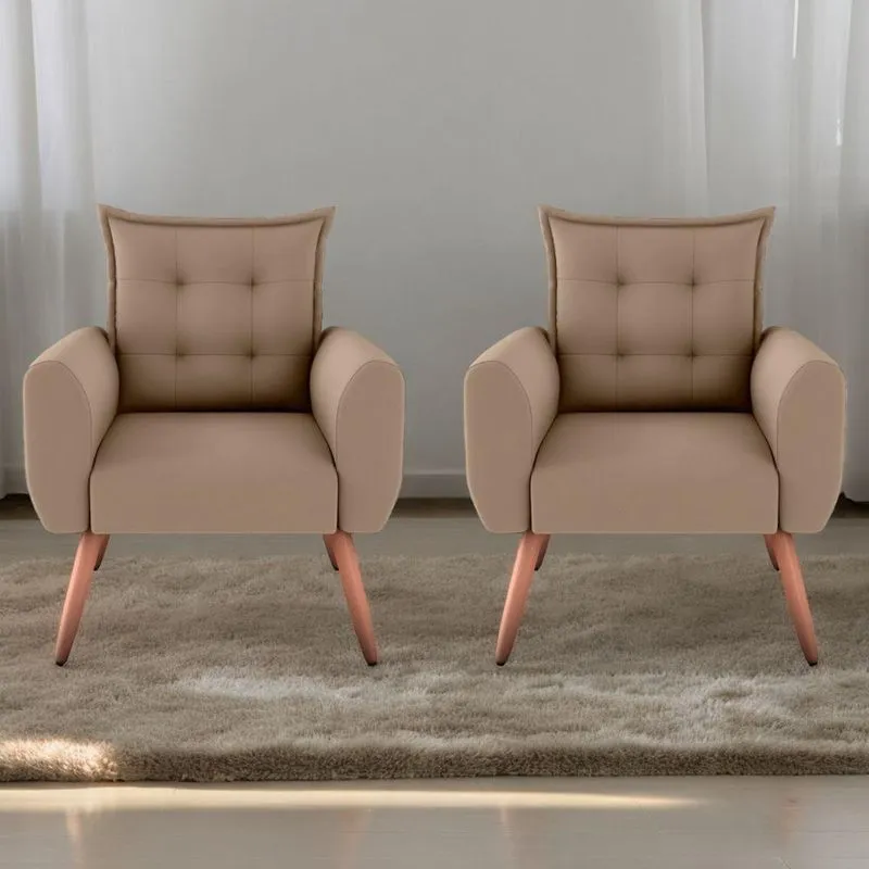 Jogo De Poltronas Decorativas Park Suede Bege