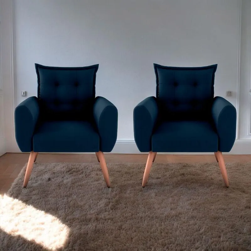 Jogo De Poltronas Decorativas Park Suede Azul