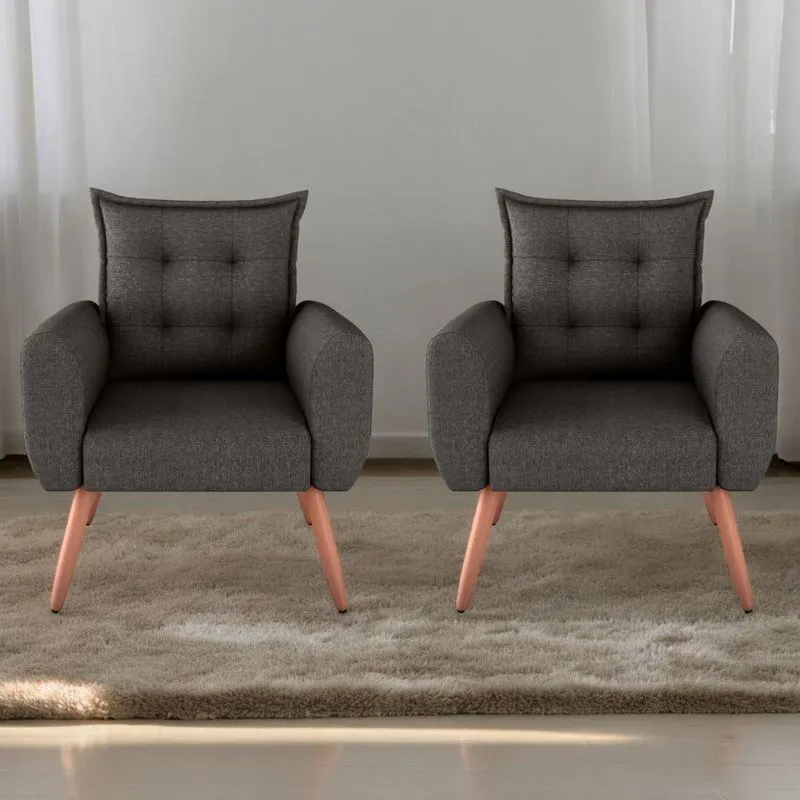 Jogo De Poltronas Decorativas Park Linho Chumbo