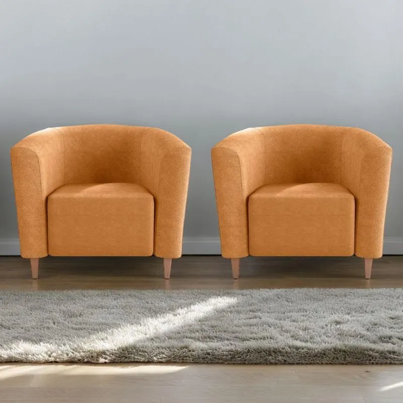 Conjunto De Poltronas Decorativas Chase Boucle Mostarda