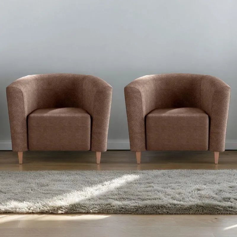 Conjunto De Poltronas Decorativas Chase Boucle Marrom