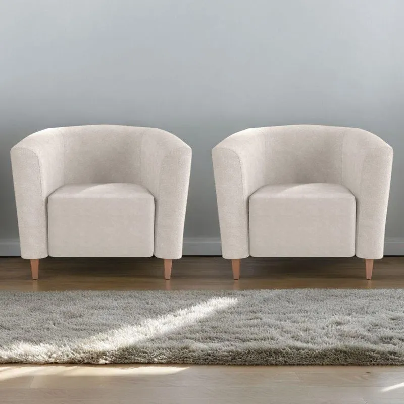 Conjunto De Poltronas Decorativas Chase Boucle Bege