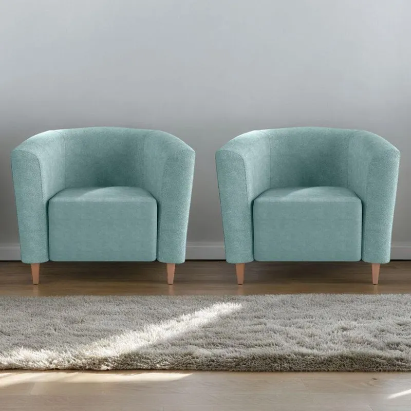 Conjunto De Poltronas Decorativas Chase Boucle Azul