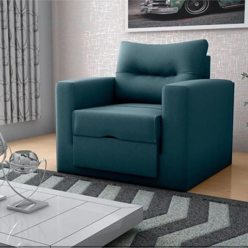 Sofá Cama 1 Lugar Italo Suede Petróleo