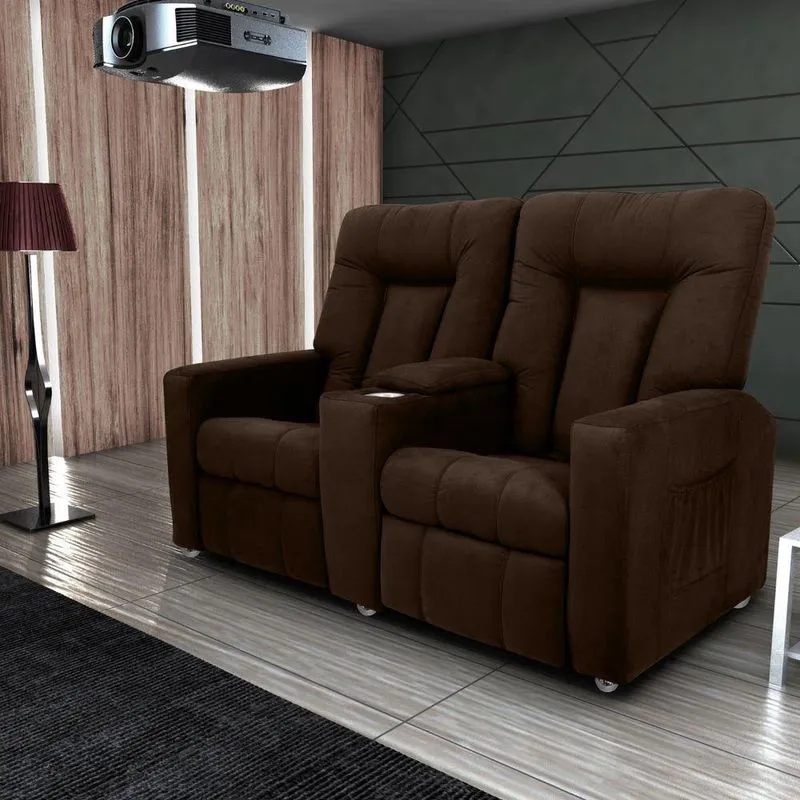 Poltrona Reclinável 2 Lugares Karen Veludo Light Marrom