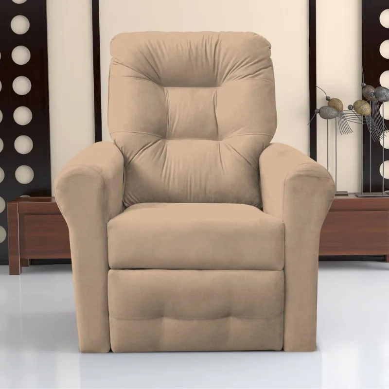 Poltrona Reclinável Thalia Para Descanso Suede Bege Casah