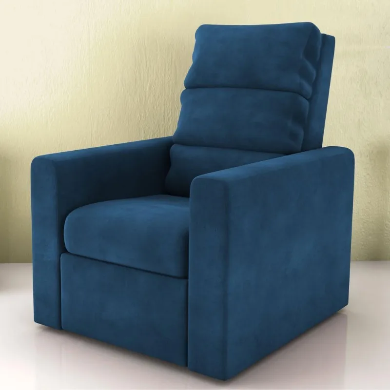 Poltrona Reclinável Do Papai Taty Veludo Azul Casah
