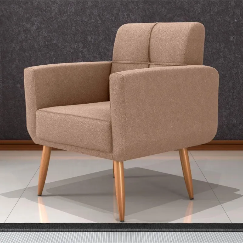 Poltrona Decorativa Juan Boucle Marrom Casa H