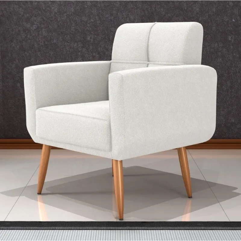 Poltrona Decorativa Juan Boucle Natural Tecido Boucle Bege Casa H
