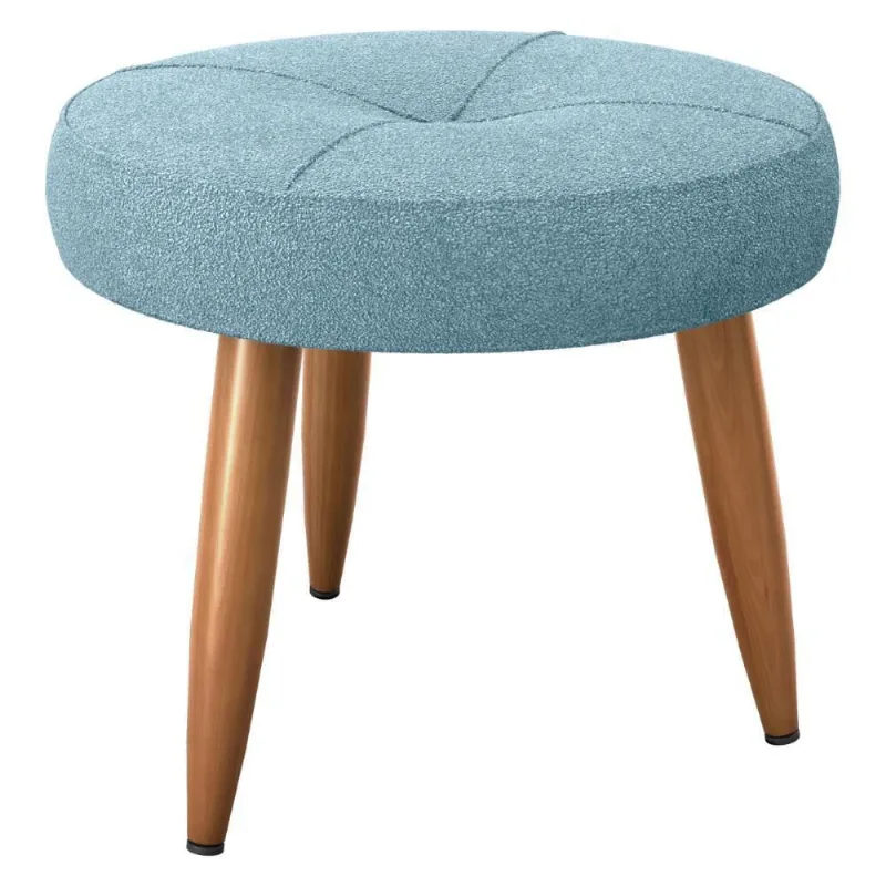 Puff Redondo Para Sala Davi Boucle Azul