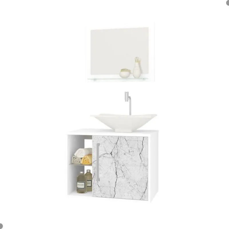 Conjunto Gabinete E Espelheira Grenoble Branco Carrara