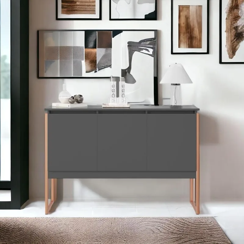 Buffet Classico Com 3 Portas Veneza Preto Cobre