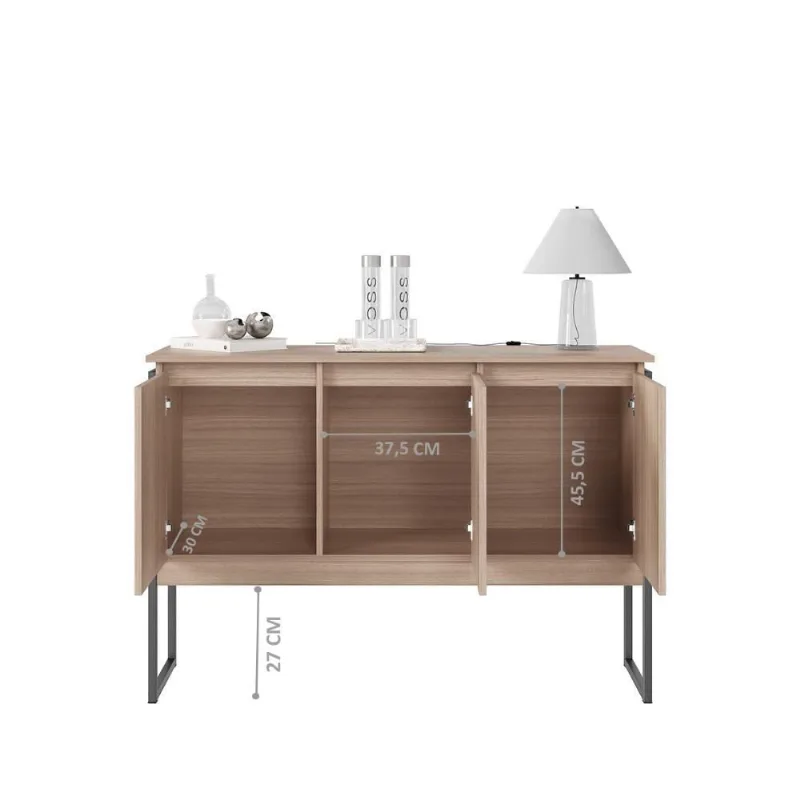 Buffet Elegante Com 3 Portas Turim Montana Preto