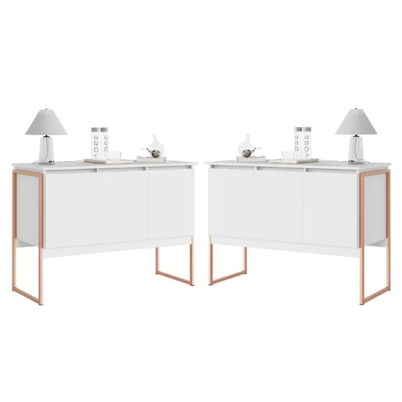 Conjunto De Buffets Industriais Milão Branco Cobre