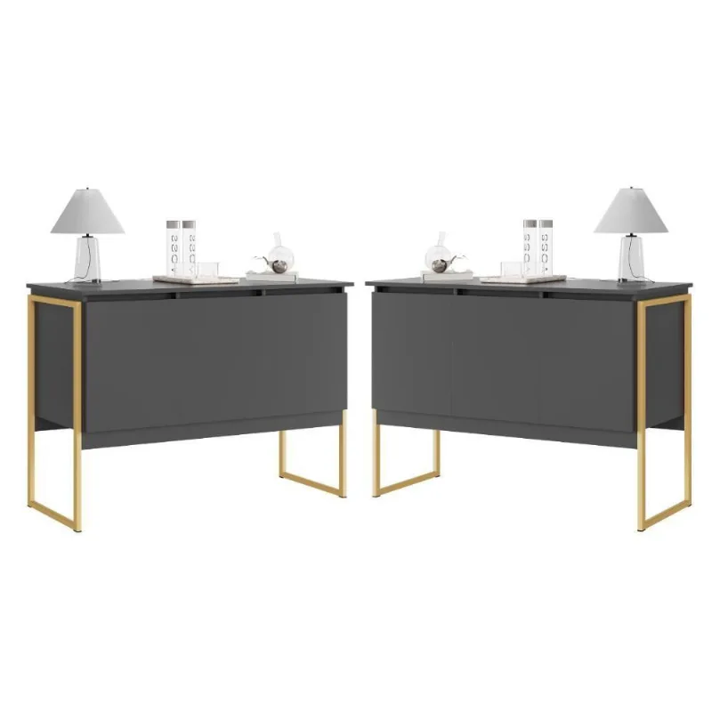 Conjunto De Buffets Industriais Milão Preto Dourado