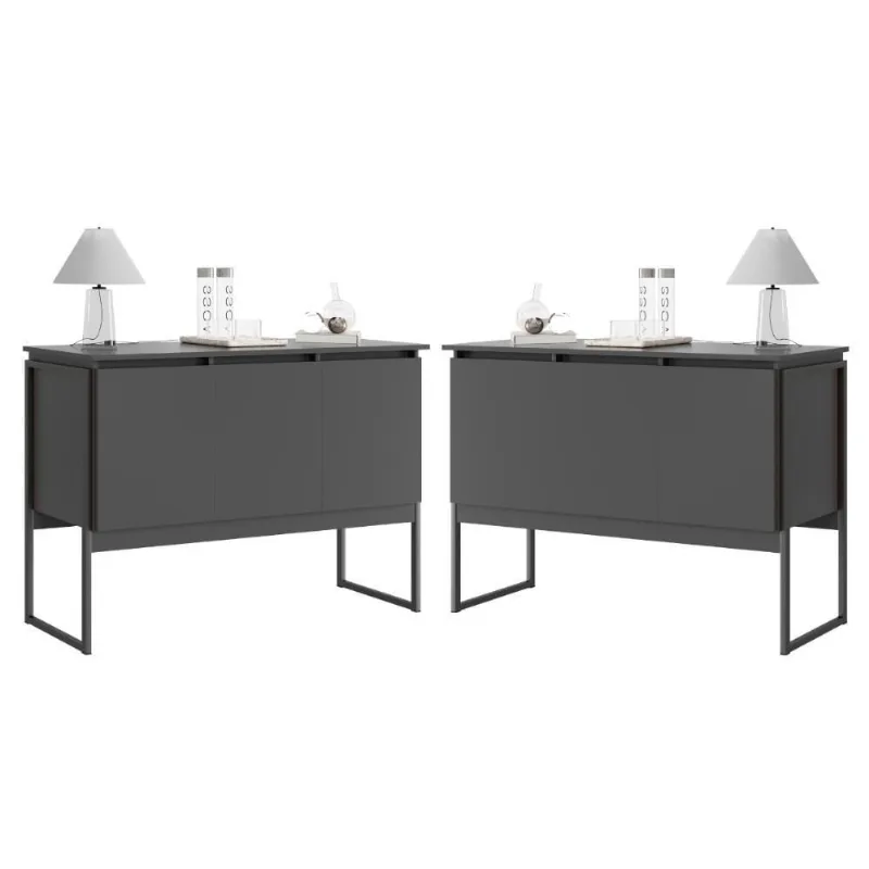 Conjunto De Buffets Industriais Milão Preto Onix