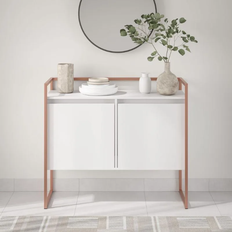 Buffet Industrial Para Sala Irlanda Branco Cobre