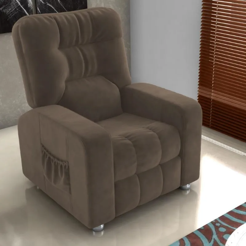 Poltrona Reclinável Hull Veludo Marrom Casa H