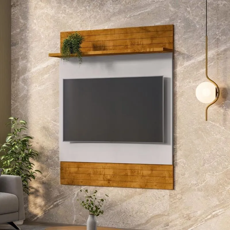 Conjunto Painel E Rack Springfield Naturalle Off White