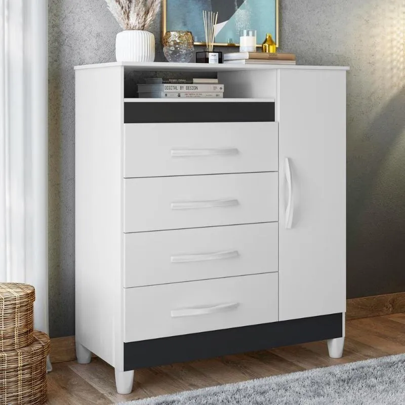 Cômoda Reyna 4 Gavetas Titanium - Organize com Estilo