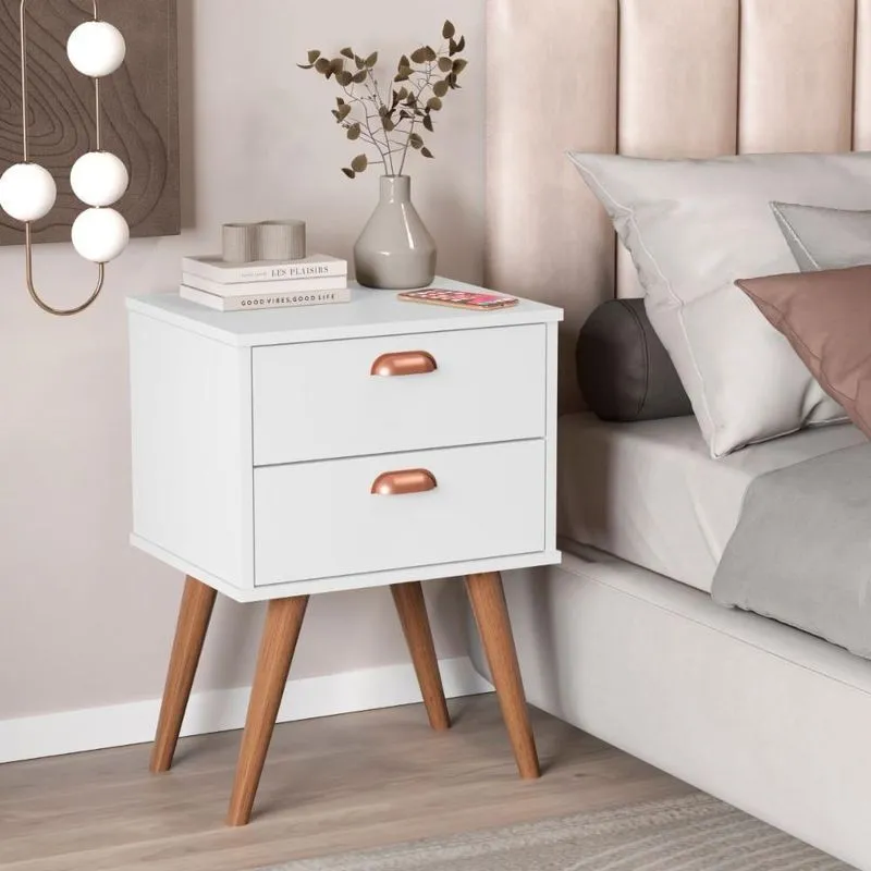 Mesa Cabeceira 2 Gavetas Empoli Branco