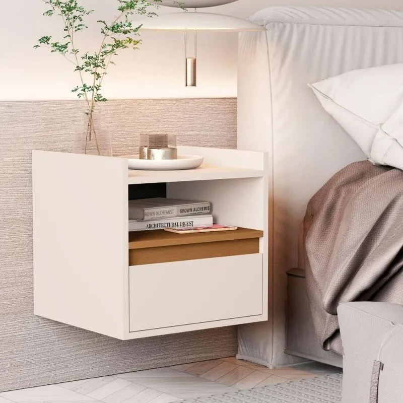 Mesa Cabeceira Suspensa Giardini Off White Nature