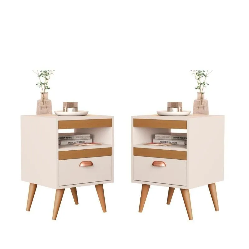 Kit Mesa Cabeceira 2 Unidades Erba Off White Ype