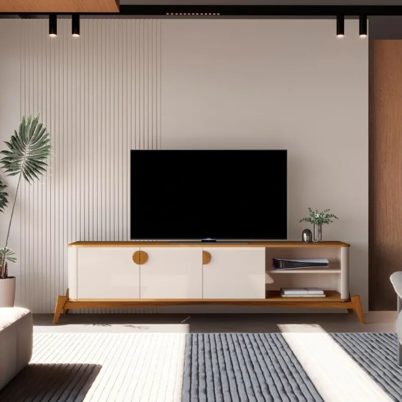 Rack Para Tv 75 Polegadas Adamantina 1800 Off White Nature