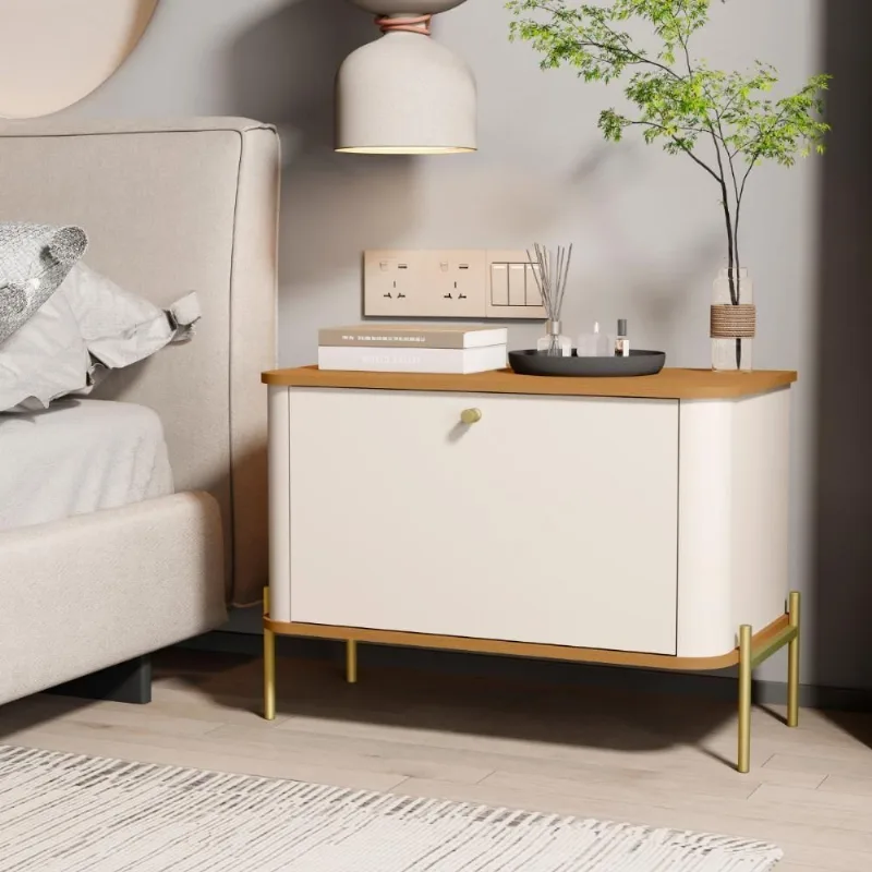 Mesa De Cabeceira Bancroft Off White Nature Dourado