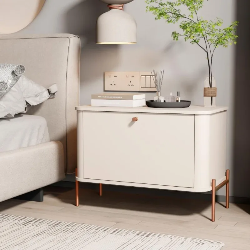 Mesa De Cabeceira Bancroft Off White Bronze