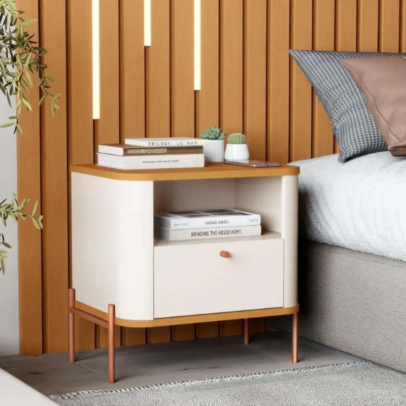 Mesa De Cabeceira Sweet Dreams Off White Nature Bronze