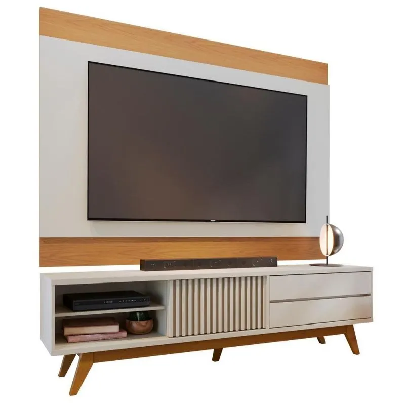 Conjunto Painel E Bancada Clermont Off White Freijo