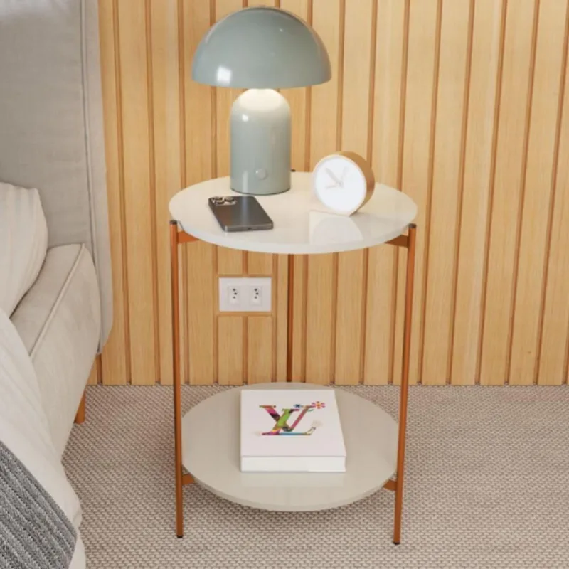 Mesa De Apoio Lateral Morada Off White/bronze