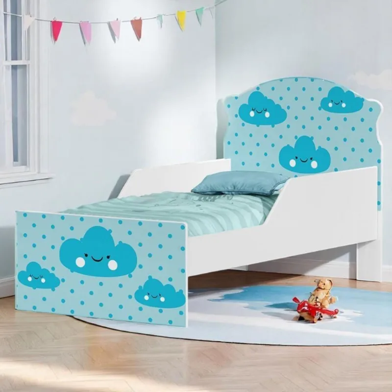 Cama Infantil Tick Nuvens Meninos Com Colchão
