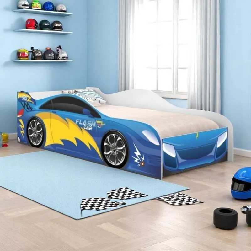 Mini Cama Joy Raios Azul Com Colchão