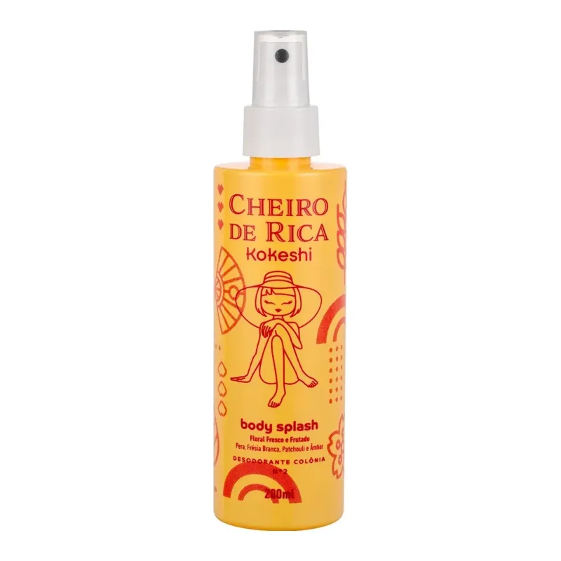 Body Splash Cheiro de Rica Floral Fresco e Frutado 200ml Kokeshi - lojaparaisodarepublica