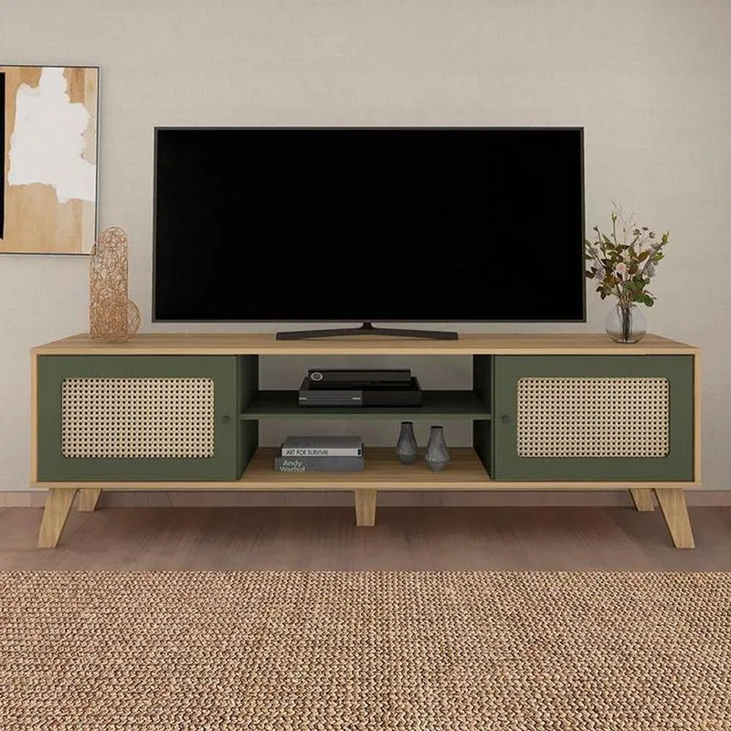 Bancada Para Tvs Até 75'' 2 Portas Fortaleza Carvalho Menta